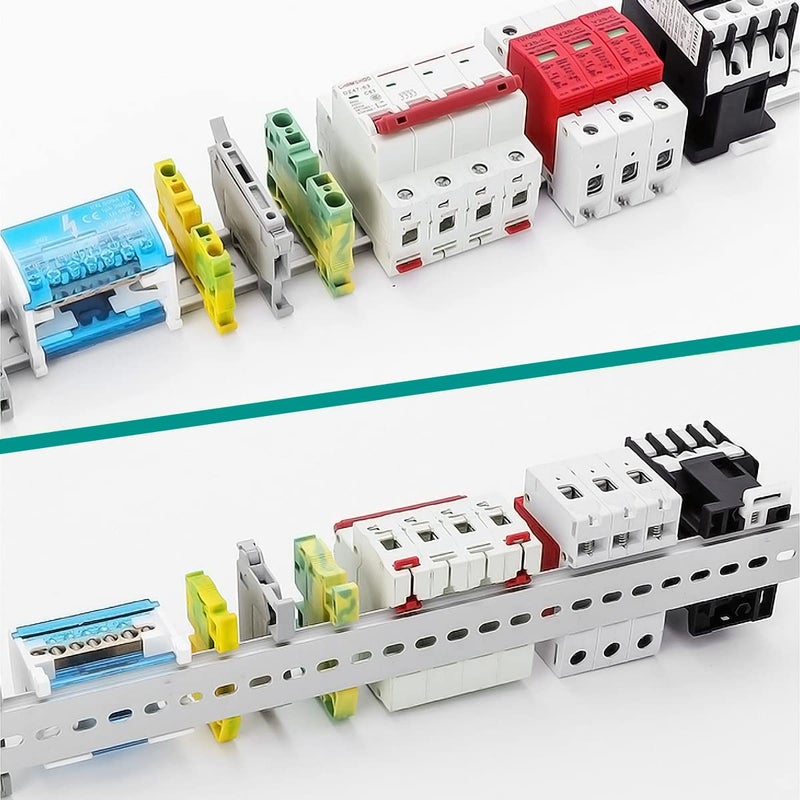 DKARDU Din Rail Slotted 35mm Aluminum, 6 PCS Clamp DIN Rails, with Mounting Screws, 12 Inches 30 CM Long, 35mm Wide, 7.5mm High for Terminal Block Relay - Image 3
